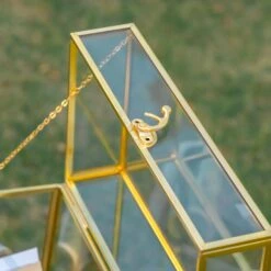 Handmade Vintage Geometric Glass Card Box Organizer Terrarium With Latch For Wedding Reception -Terrarium Plant Hub 290A9063