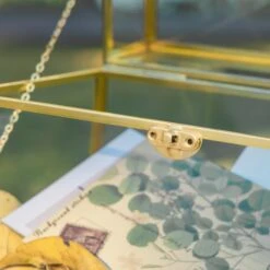 Handmade Vintage Geometric Glass Card Box Organizer Terrarium With Latch For Wedding Reception -Terrarium Plant Hub 290A9082