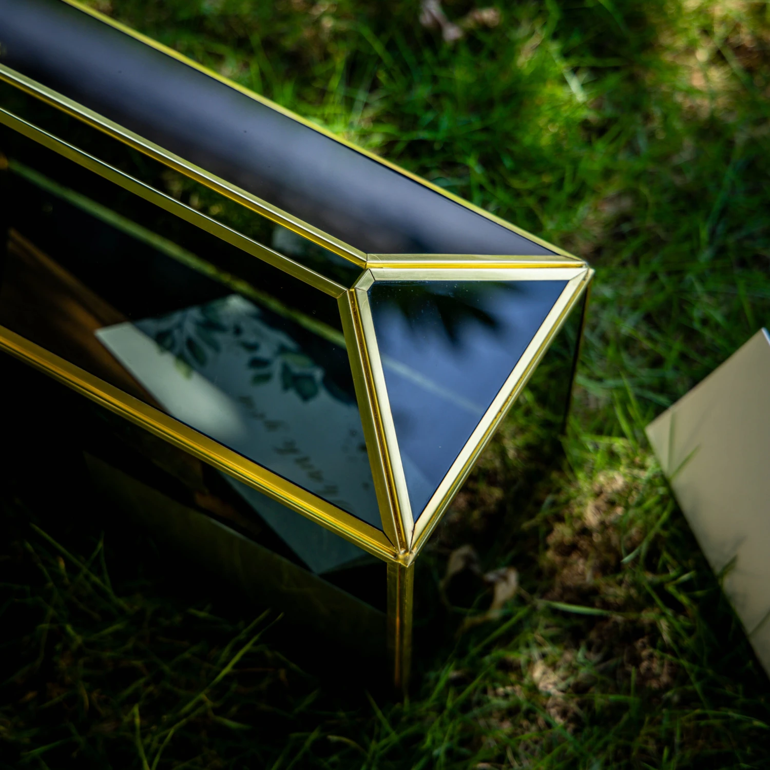 Handmade Black And Gold Large Geometric Glass Donation Box Terrarium With Slot And Lock 20 Handmade Black And Gold Large Geometric Glass Donation Box Terrarium With Slot And Lock - Image 18