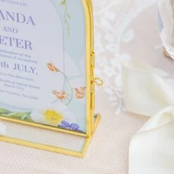 5x7'' Arched Brass And Double Glass Frame, For Pressed Flowers, Table Number Holder 35 5x7'' Arched Brass And Double Glass Frame, For Pressed Flowers, Table Number Holder -Terrarium Plant Hub 290A9092