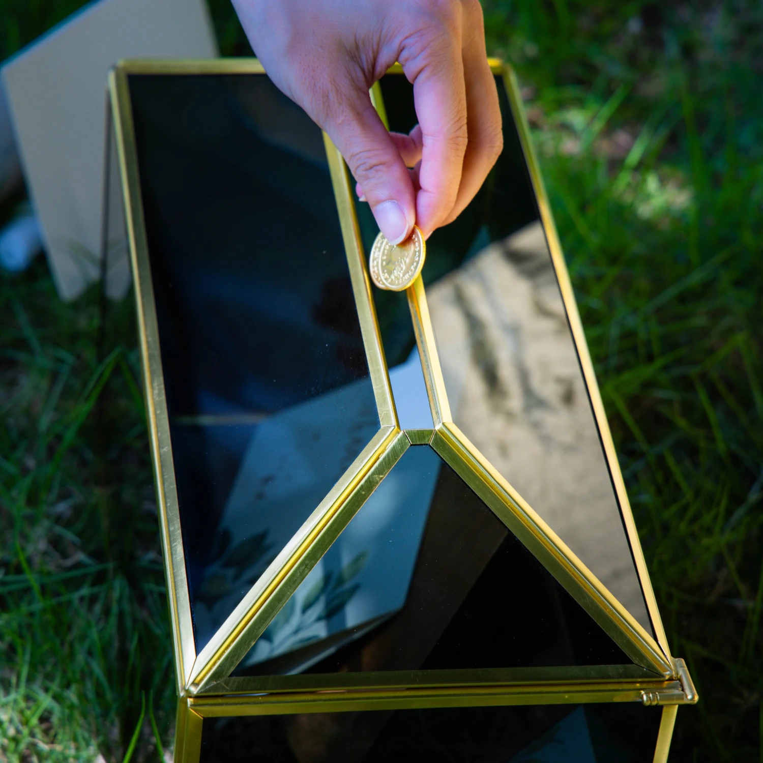 Handmade Black And Gold Large Geometric Glass Donation Box Terrarium With Slot And Lock 22 Handmade Black And Gold Large Geometric Glass Donation Box Terrarium With Slot And Lock - Image 20