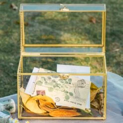 Handmade Vintage Geometric Glass Card Box Organizer Terrarium With Latch For Wedding Reception -Terrarium Plant Hub 290A9101