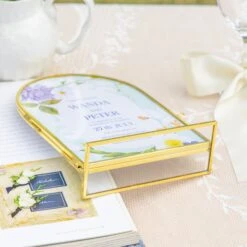 5x7'' Arched Brass And Double Glass Frame, For Pressed Flowers, Table Number Holder 37 5x7'' Arched Brass And Double Glass Frame, For Pressed Flowers, Table Number Holder -Terrarium Plant Hub 290A9111