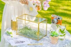 10.2" Handmade Victorian Church Gold Wedding Card Box With Slot And Lock 27 10.2" Handmade Victorian Church Gold Wedding Card Box With Slot And Lock -Terrarium Plant Hub 290A9150