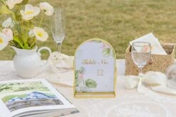 5x7'' Arched Brass And Double Glass Frame, For Pressed Flowers, Table Number Holder 40 5x7'' Arched Brass And Double Glass Frame, For Pressed Flowers, Table Number Holder -Terrarium Plant Hub 290A9180
