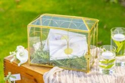 10.2" Handmade Victorian Church Gold Wedding Card Box With Slot And Lock 36 10.2" Handmade Victorian Church Gold Wedding Card Box With Slot And Lock -Terrarium Plant Hub 290A9201