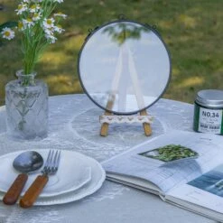 6" Black Wall Hanging RoundHerbarium Brass Glass Frame For Pressed Flowers, Poster, Double Glass, Floating Frame -Terrarium Plant Hub 290A9310