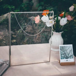 Handmade Silver 11x14" Hanging Double Glass Pressed Flower Floating Frame -Terrarium Plant Hub 290A9479