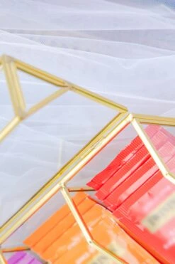 Glass Gold Tea Bag Box, 3 Compartments And Lid Storage Box, Tea Lovers Gift Box, Tea Organizer, Christmas Gift -Terrarium Plant Hub 290A9956