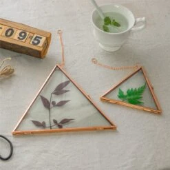 Hanging Triangle Herbarium Copper Glass Frame For Pressed Flowers Dried Flowers Poster -Terrarium Plant Hub 3012