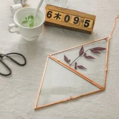 Hanging Triangle Herbarium Copper Glass Frame For Pressed Flowers Dried Flowers Poster -Terrarium Plant Hub 3014