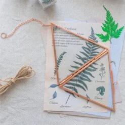 Hanging Triangle Herbarium Copper Glass Frame For Pressed Flowers Dried Flowers Poster -Terrarium Plant Hub 3056