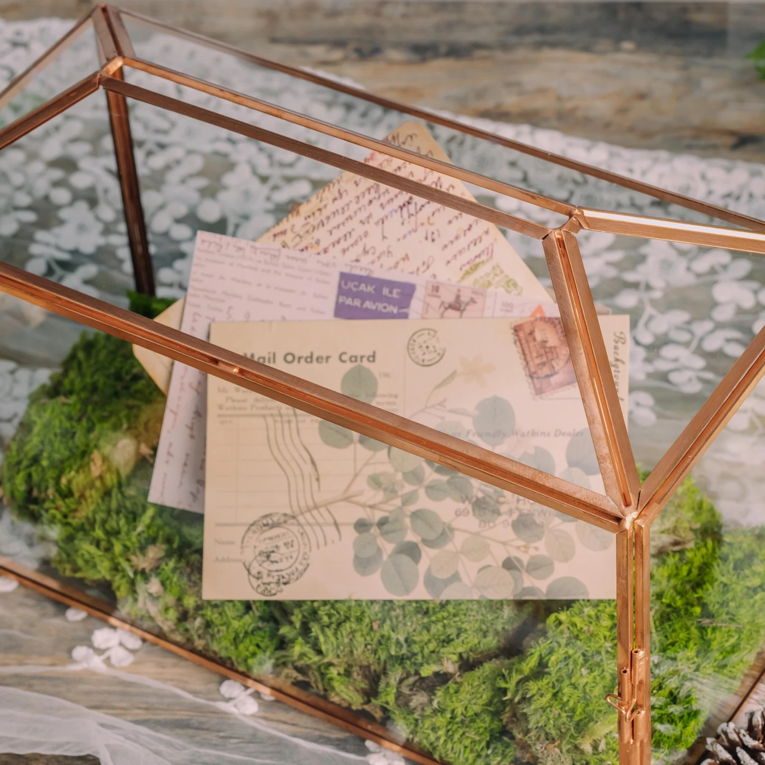 Large Geometric Glass Card Box Terrarium With Slot And Heart Lock, Foot, Gold, Handmade, Brass,for Wedding Receiption, Wishwell, Keepsake Centerpiece 22 Large Geometric Glass Card Box Terrarium With Slot And Heart Lock, Foot, Gold, Handmade, Brass,for Wedding Receiption, Wishwell, Keepsake Centerpiece - Image 20