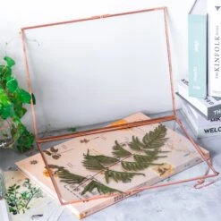 Handmade Large Wall Hanging Pure Copper Glass Artwork Certificate Photo Display Floating Frame -Terrarium Plant Hub 9131