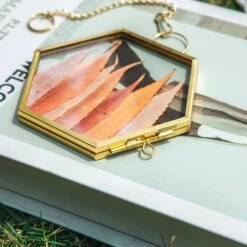 Handmade Vintage Brass Floating Hanging Glass Hexagon Picture Photo Frame Small Side Length 2" 14 Handmade Vintage Brass Floating Hanging Glass Hexagon Picture Photo Frame Small Side Length 2" -Terrarium Plant Hub G01A0016