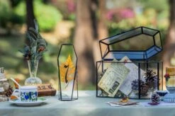 Brass Gold Tabletop Vintage Frame Geometric Ornament Plant Specimen Clip Modern Decor Card Holder 5X7" Reception -Terrarium Plant Hub G01A0207