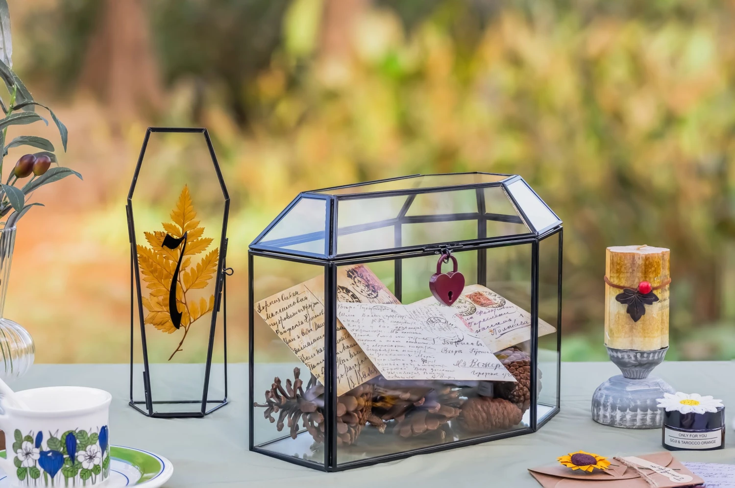 Halloween Gothic Coffin Black Geometric Glass Card Box Terrarium With Swing Lid, Heart Lock, Handmade Brass For Wedding Reception Wishwell Keepsake 7 Halloween Gothic Coffin Black Geometric Glass Card Box Terrarium With Swing Lid, Heart Lock, Handmade Brass For Wedding Reception Wishwell Keepsake - Image 5