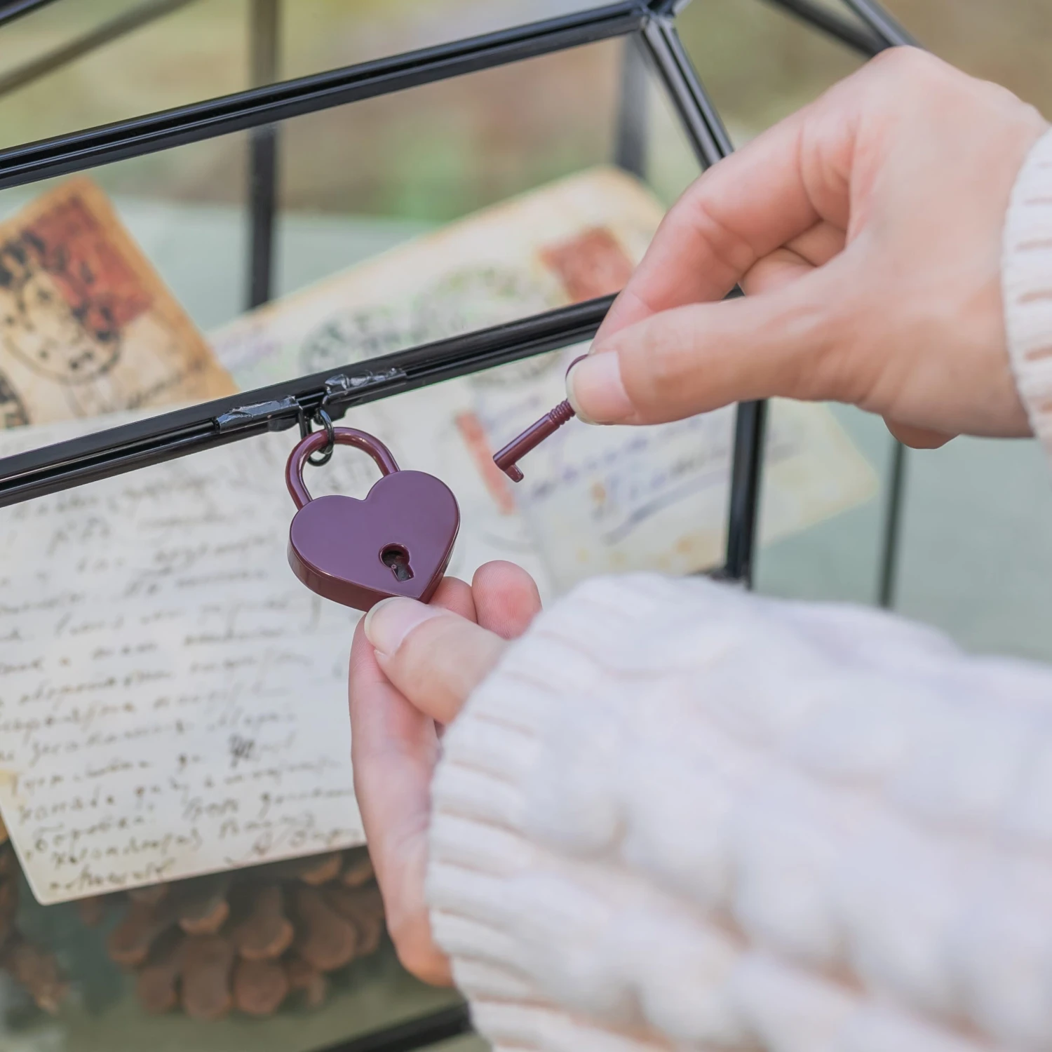 Halloween Gothic Coffin Black Geometric Glass Card Box Terrarium With Swing Lid, Heart Lock, Handmade Brass For Wedding Reception Wishwell Keepsake 8 Halloween Gothic Coffin Black Geometric Glass Card Box Terrarium With Swing Lid, Heart Lock, Handmade Brass For Wedding Reception Wishwell Keepsake - Image 6