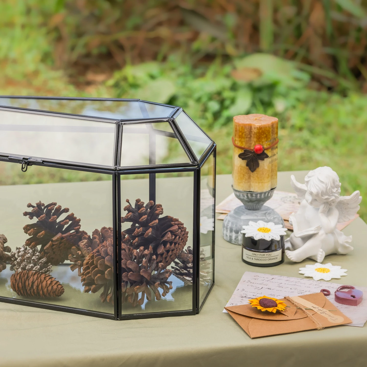 Halloween Gothic Coffin Black Geometric Glass Card Box Terrarium With Swing Lid, Heart Lock, Handmade Brass For Wedding Reception Wishwell Keepsake 11 Halloween Gothic Coffin Black Geometric Glass Card Box Terrarium With Swing Lid, Heart Lock, Handmade Brass For Wedding Reception Wishwell Keepsake - Image 9