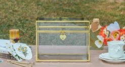 NCYP Wedding Card Box With Slot And Lock - 9.8x5.6x7.7 Inches - Gold Glass Envelope Box With Lid For Birthday Party Reception - Vintage Rectangular Centerpiece Decoration Handmade (Glass Box Only) -Terrarium Plant Hub G01A1316