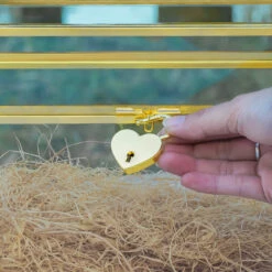 NCYP Wedding Card Box With Slot And Lock - 9.8x5.6x7.7 Inches - Gold Glass Envelope Box With Lid For Birthday Party Reception - Vintage Rectangular Centerpiece Decoration Handmade (Glass Box Only) -Terrarium Plant Hub G01A1402