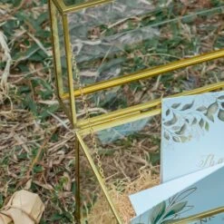 NCYP Wedding Card Box With Slot And Lock - 9.8x5.6x7.7 Inches - Gold Glass Envelope Box With Lid For Birthday Party Reception - Vintage Rectangular Centerpiece Decoration Handmade (Glass Box Only) -Terrarium Plant Hub G01A1483