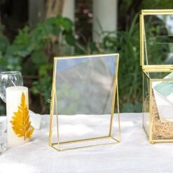 NCYP Tabletop Gold 5x7, 6x8 5.5x7 Brass Glass Photo Picture Display Frame -Terrarium Plant Hub G01A2147
