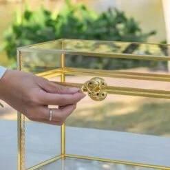 Handmade Vintage Geometric Glass Card Box Organizer Terrarium With Latch For Wedding Reception -Terrarium Plant Hub G01A2419