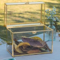 Handmade Vintage Geometric Glass Card Box Organizer Terrarium With Latch For Wedding Reception -Terrarium Plant Hub G01A2478