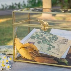 Handmade Vintage Geometric Glass Card Box Organizer Terrarium With Latch For Wedding Reception -Terrarium Plant Hub G01A2491
