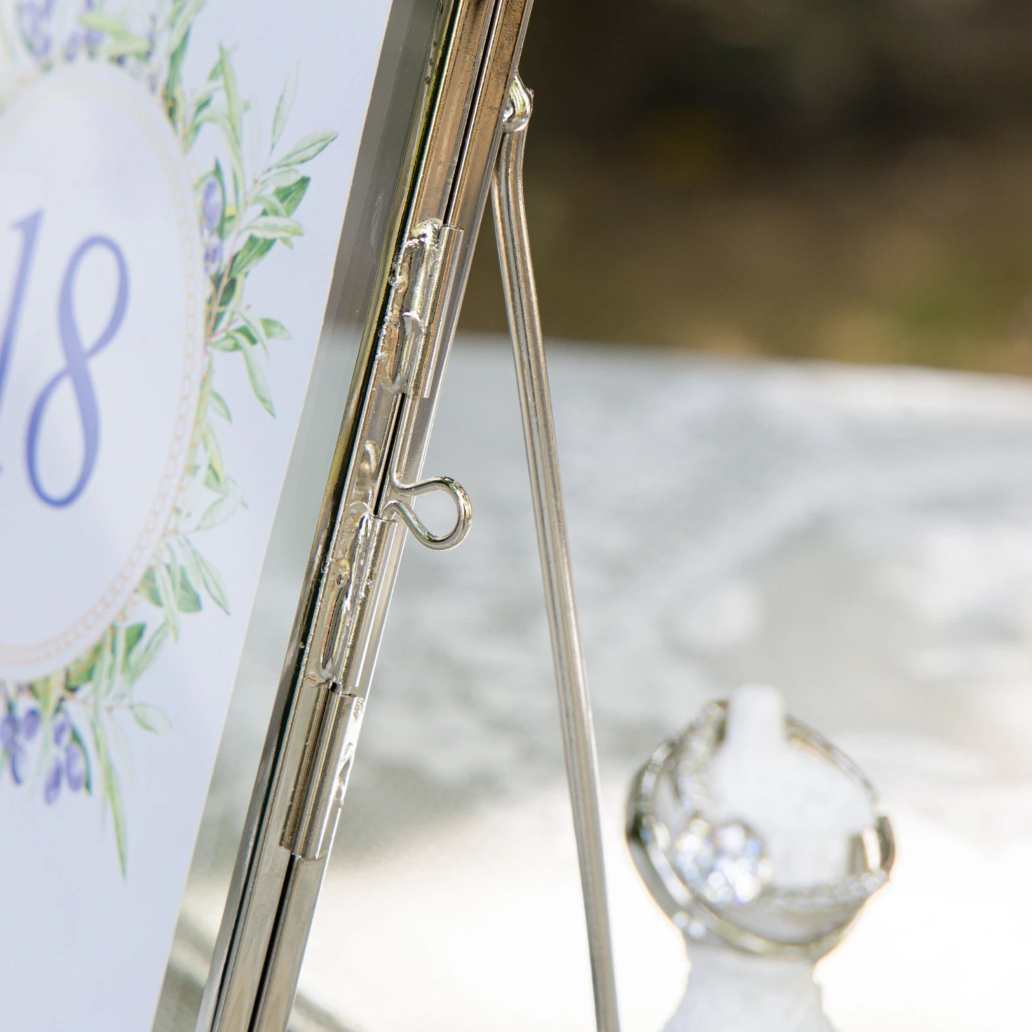 Silver Brass Tabletop Vintage Frame Geometric Ornament Plant Specimen Clip Modern Decor Card Holder 5X7" Reception 6 Silver Brass Tabletop Vintage Frame Geometric Ornament Plant Specimen Clip Modern Decor Card Holder 5X7" Reception - Image 4