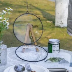 6" Black Wall Hanging RoundHerbarium Brass Glass Frame For Pressed Flowers, Poster, Double Glass, Floating Frame -Terrarium Plant Hub G01A2835