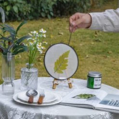 6" Black Wall Hanging RoundHerbarium Brass Glass Frame For Pressed Flowers, Poster, Double Glass, Floating Frame -Terrarium Plant Hub G01A2881