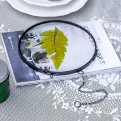 6" Black Wall Hanging RoundHerbarium Brass Glass Frame For Pressed Flowers, Poster, Double Glass, Floating Frame -Terrarium Plant Hub G01A2921