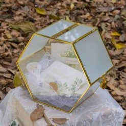 Hexagon Gold Brass And Glass Card Box, Lockable, With Slot For Wedding, Wishwell, Babyshower -Terrarium Plant Hub G01A3414 88707f89 9ac3 461a a5fb 17af876797ec