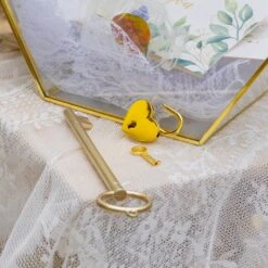 Hexagon Gold Brass And Glass Card Box, Lockable, With Slot For Wedding, Wishwell, Babyshower -Terrarium Plant Hub G01A3430