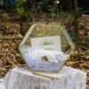 Hexagon Gold Brass And Glass Card Box, Lockable, With Slot For Wedding, Wishwell, Babyshower -Terrarium Plant Hub G01A3447