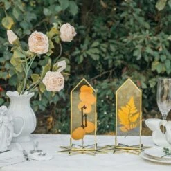 Geometric Gardenia Garden Gold Glass And Brass Wedding Table Number Holder, Pressed Flower Frame 25 Geometric Gardenia Garden Gold Glass And Brass Wedding Table Number Holder, Pressed Flower Frame -Terrarium Plant Hub G01A4791
