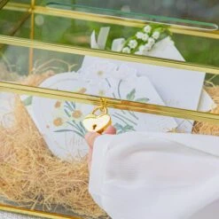 Handmade 12" Large Gold Rectangle Geometric Glass Card Box With Slot Lock For Keepsake, Wedding Reception, Postbox -Terrarium Plant Hub G01A5778 1ae164bd 18a6 46f8 8f50 9ce39d141632