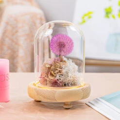 Purple Presered Dandelion Set 3 Pcs Dried Flowers, DIY Material For Bouquet, -Terrarium Plant Hub G01A5919