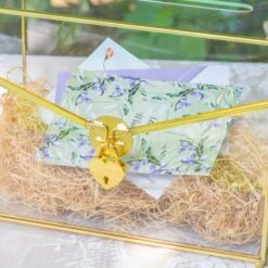 Handmade Envelope Shape Geometric Glass Wedding Card Box Terrarium With Slot, Heart Lock Key -Terrarium Plant Hub G01A7056 231884d4 2220 4004 b019 a6b22f2fe529