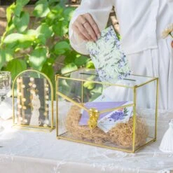Handmade Envelope Shape Geometric Glass Wedding Card Box Terrarium With Slot, Heart Lock Key -Terrarium Plant Hub G01A7259 dd5468c6 19d7 49eb bd8e 84c67713f578