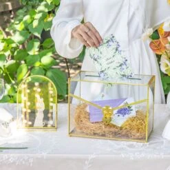 Handmade Envelope Shape Geometric Glass Wedding Card Box Terrarium With Slot, Heart Lock Key -Terrarium Plant Hub G01A7261 2 144e189f 1e93 4f8d 9876 9b096ed9b2a2