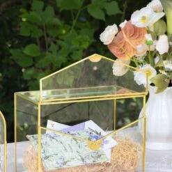 Handmade Envelope Shape Geometric Glass Wedding Card Box Terrarium With Slot, Heart Lock Key -Terrarium Plant Hub G01A7294 e24d24dd aa69 42ff 81a4 2a19b6907620