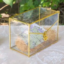 Handmade Envelope Shape Geometric Glass Wedding Card Box Terrarium With Slot, Heart Lock Key -Terrarium Plant Hub G01A7305 439a1075 5bcc 410e 8493 30efe076f823