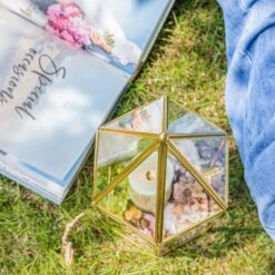 Handmade Gold Tall Tower Terrarium Glass Box For Ribbon Wands, Pens, Cancel Holder For Wedding, Reception, Wishing Well, Bridal Shower -Terrarium Plant Hub G01A8689 150d2ff7 bb8e 4c59 b2cc 231b30c409b5