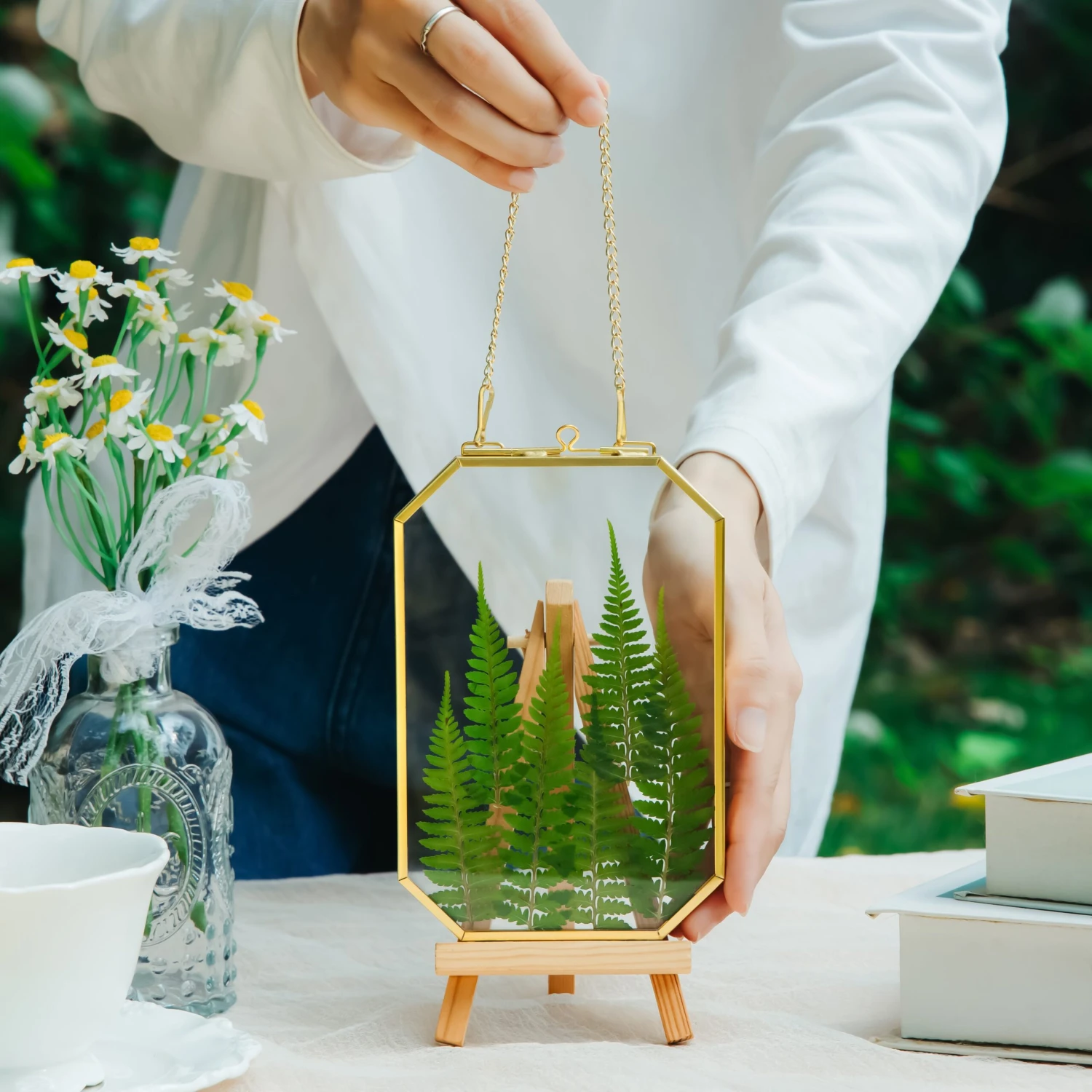 Wall Hanging Long Octagon Herbarium Brass Glass Frame For Pressed Flowers Dried Floating Frame 3 Wall Hanging Long Octagon Herbarium Brass Glass Frame For Pressed Flowers Dried Floating Frame