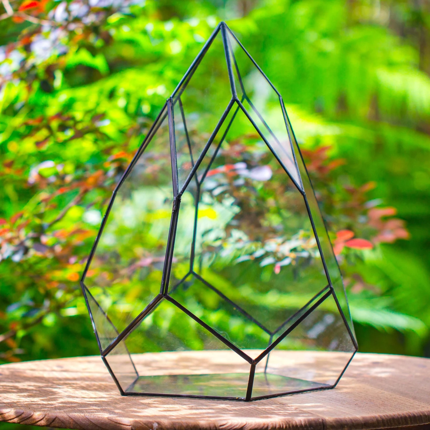 Large 16" Tall And Wide Teardrop Tin And Glass Terrarium, Close, With Door 4 Large 16" Tall And Wide Teardrop Tin And Glass Terrarium, Close, With Door - Image 2