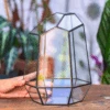 NCYP Large Close Geometric Glass Terrarium With Door, Tin Sealed Irregular Tall Planter For Moss Flower Pot