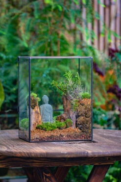 Close Geometric Glass Tin Terrarium Building DIY Set , 8x10" And Buddha, Rock, Micro Landscape Moss Terrarium Building DIY Set No Plants, Customizable -Terrarium Plant Hub IMG 6807